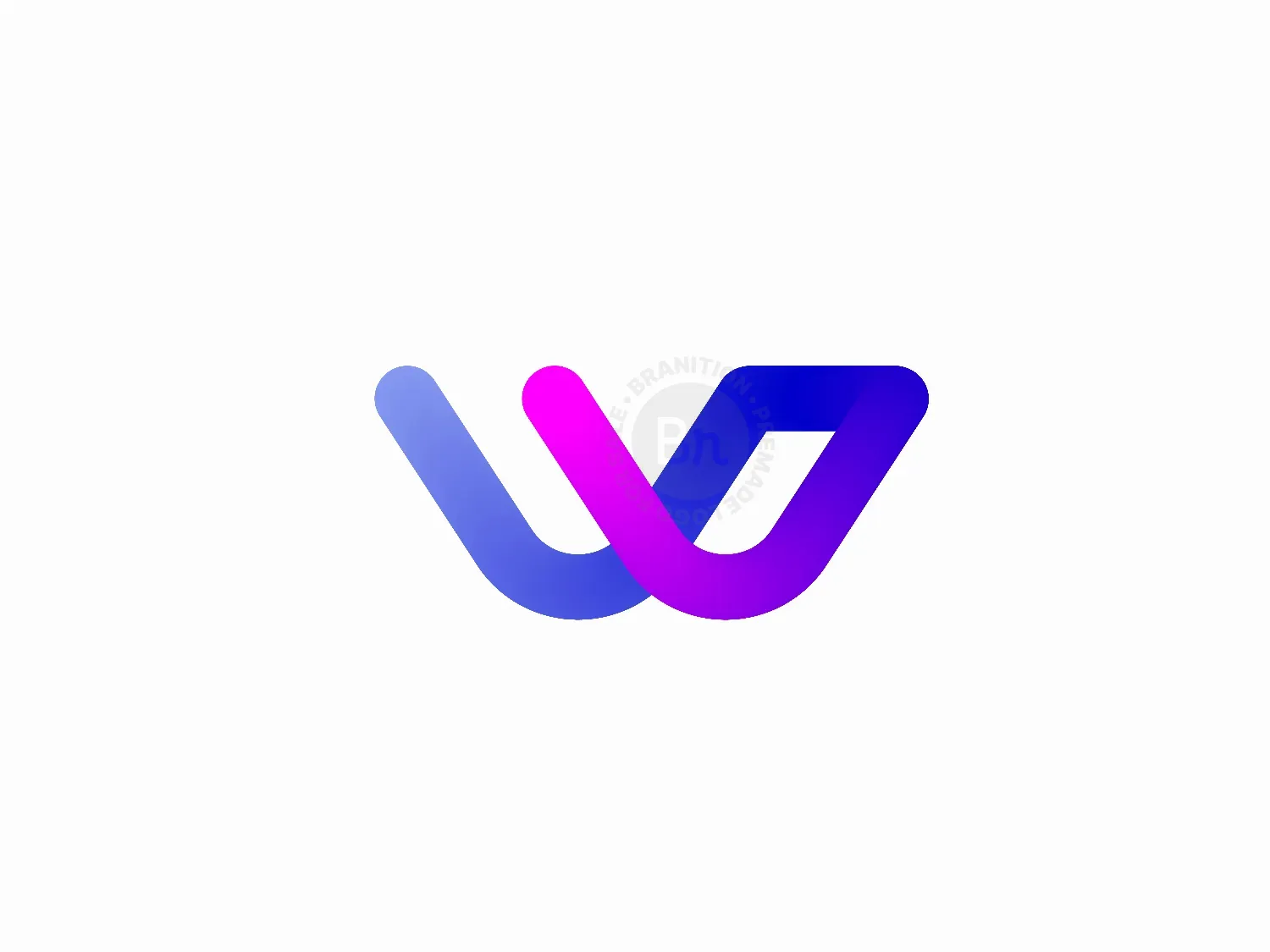 W Ribbon Lettermark Logo For Tech & Digital Branding