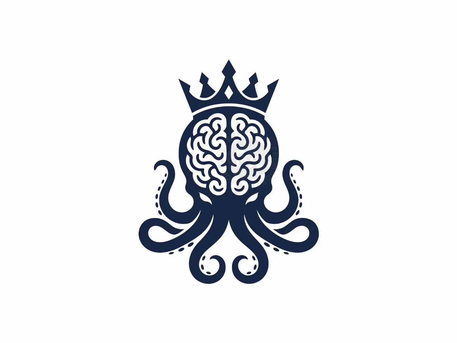 Crowned Brain Octopus Logo Design