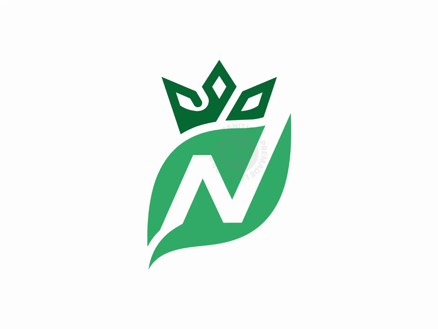Royal Green Leaf Letter N Logo