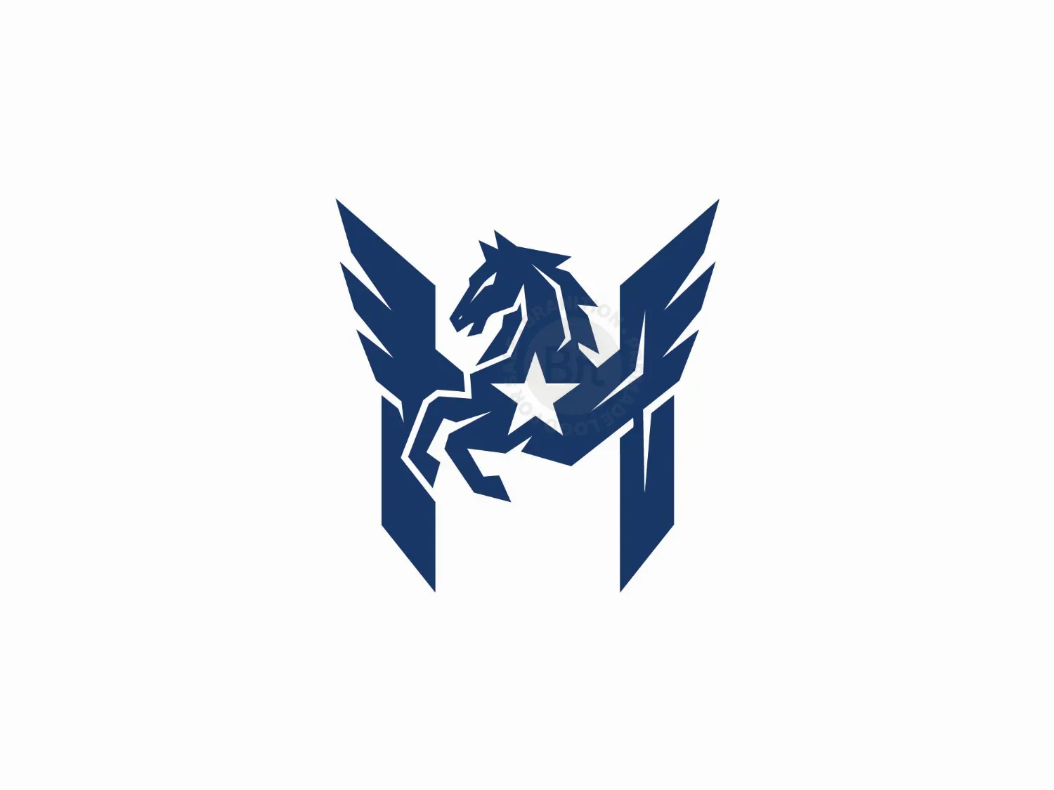 Winged Horse Letter H Emblem
