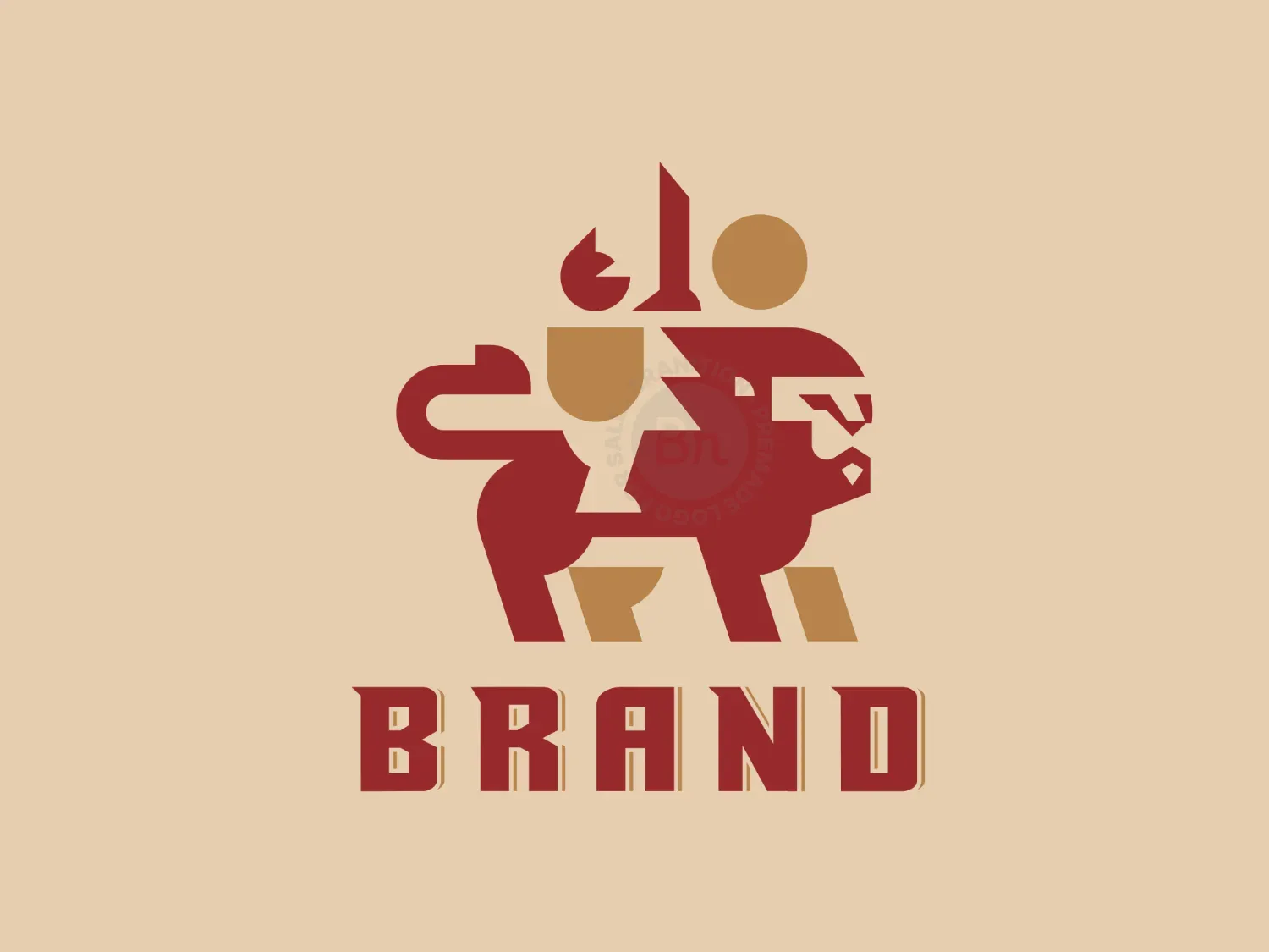 Knight Riding Lion Geometric Logo