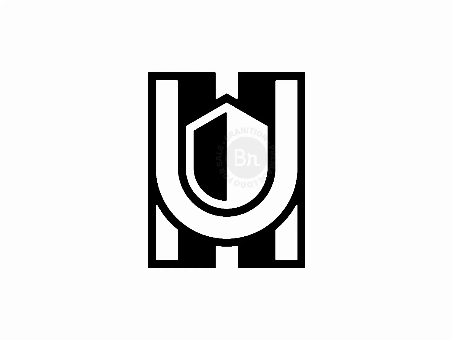 Letter HU Initial UH Shield Guard Monogram Logo