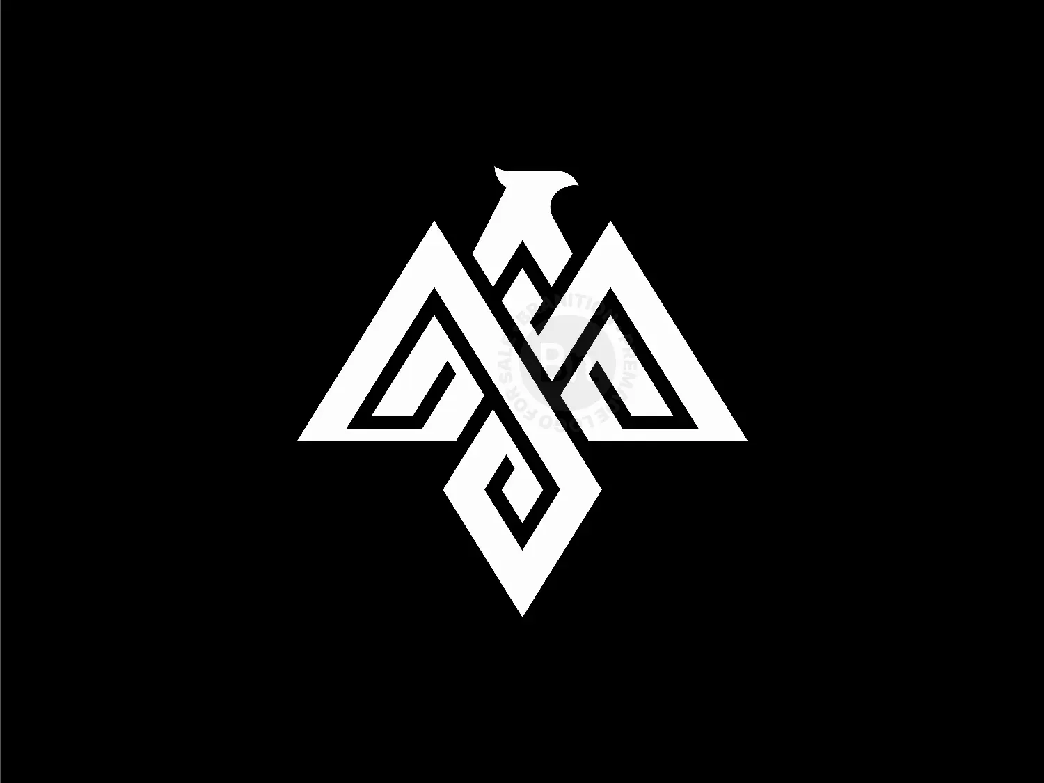 Letter M Eagle Bird Geometric Line Lettermark Logo