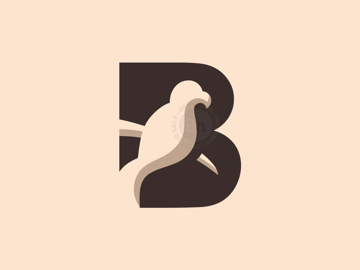Letter B Bird On Branch Logo