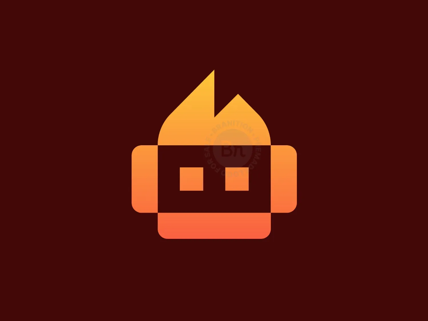 Fire Robot Logo Design For Sale