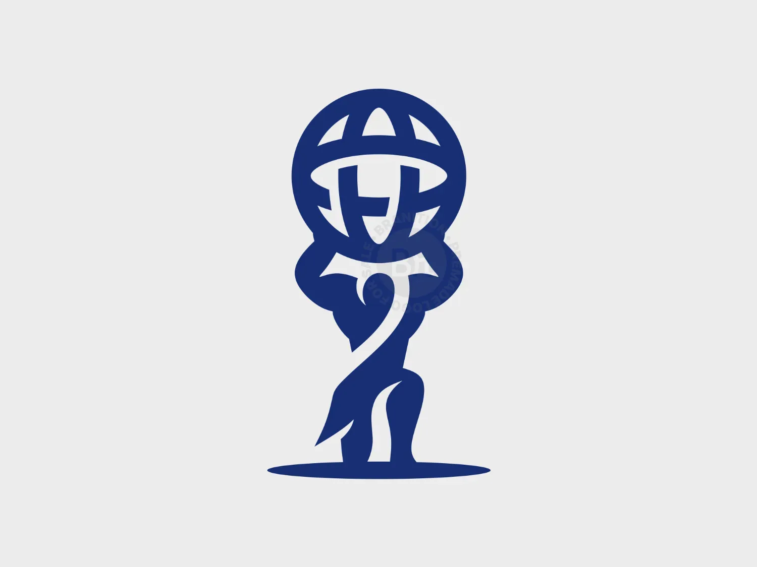 Strong Man Holding Earth Simple Logo