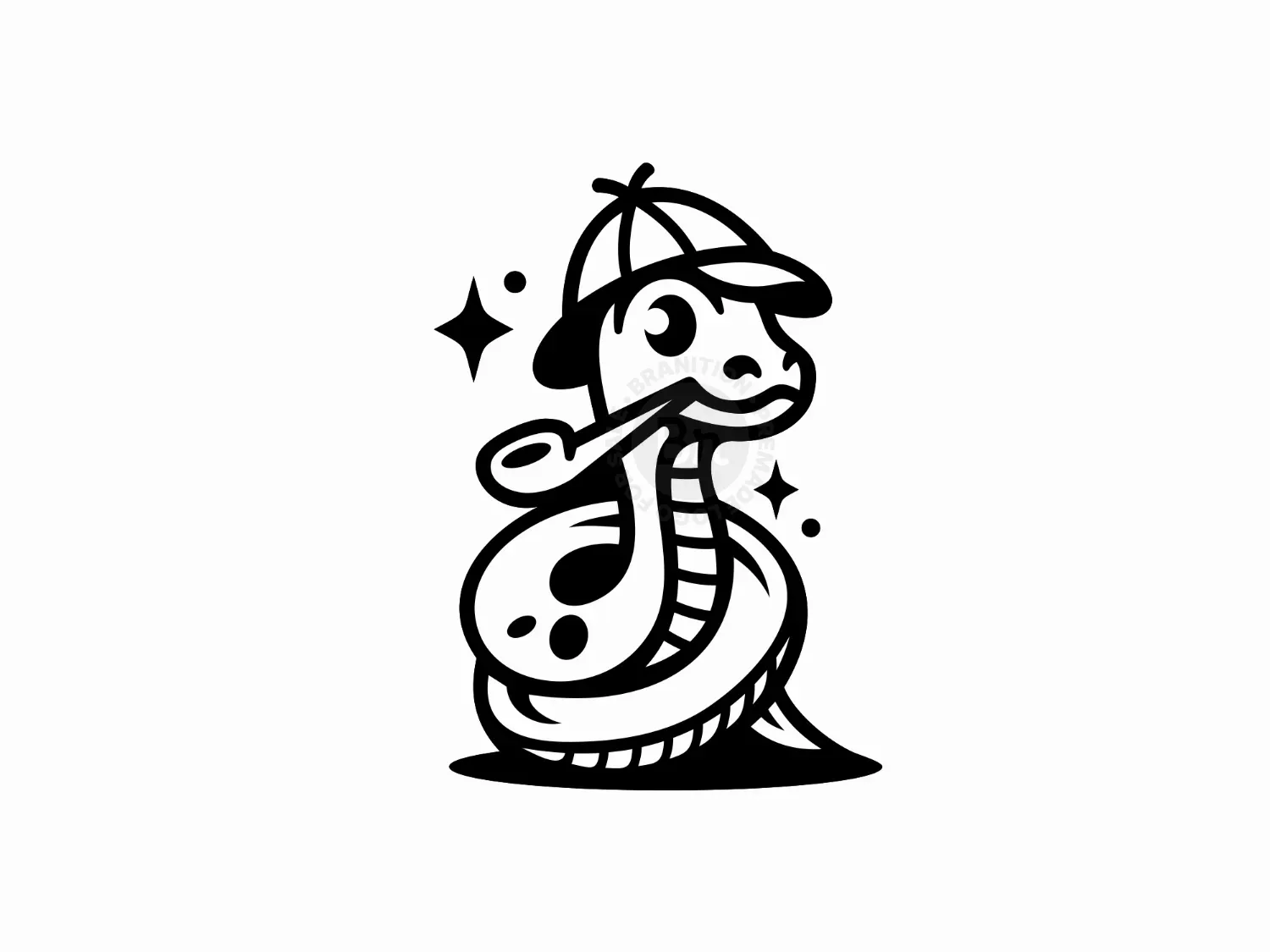 Cute Snake Detective Mascot Logo