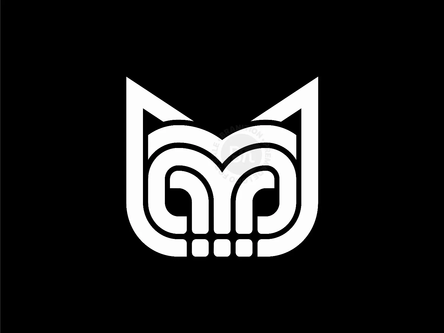Letter M Cat Head Skull Geometric Line Monogram Logo