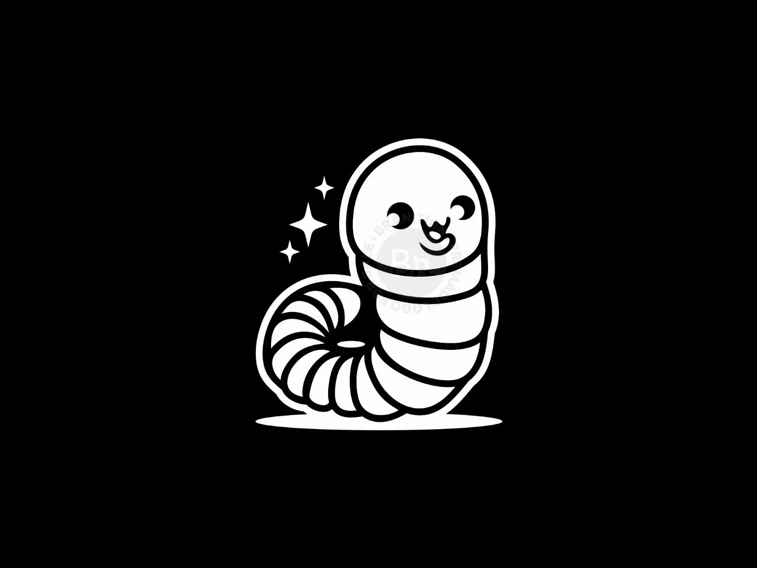 Cute Cartoon Worm Character Logo