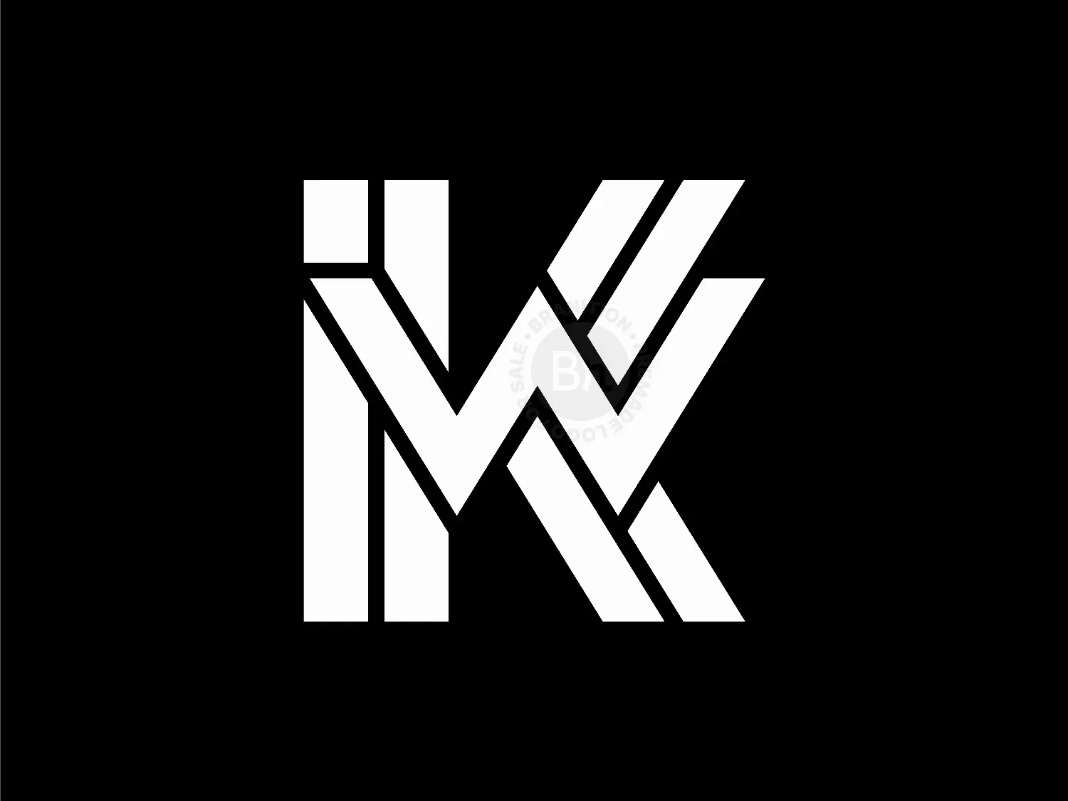 Letter KW Initial WK Geometric Line Monogram Logo
