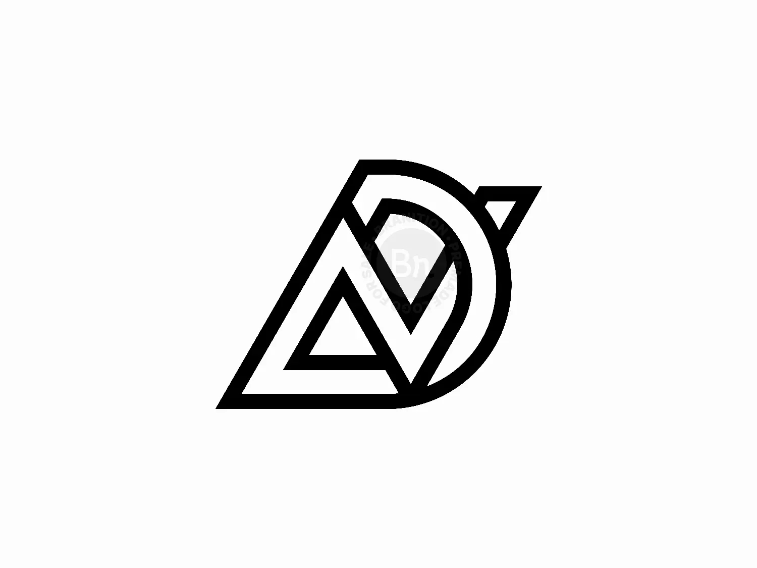 Letter DN Initial ND Italic Line Identity Lettermark Logo