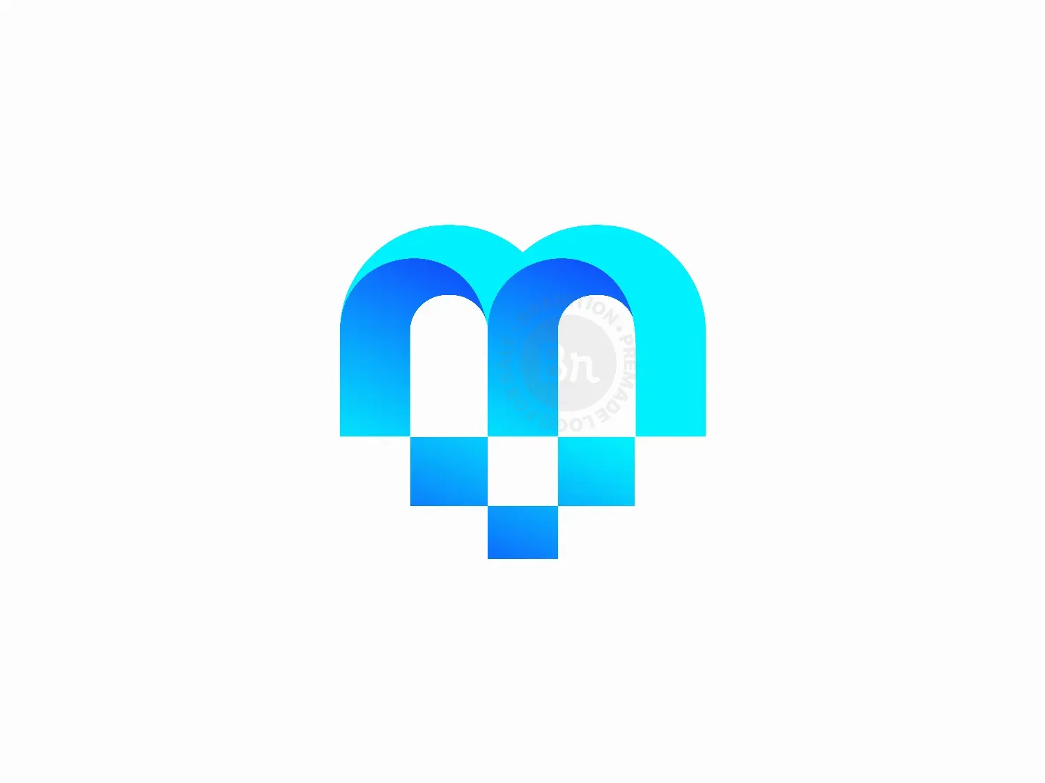 Pixel M Letter Logo Design