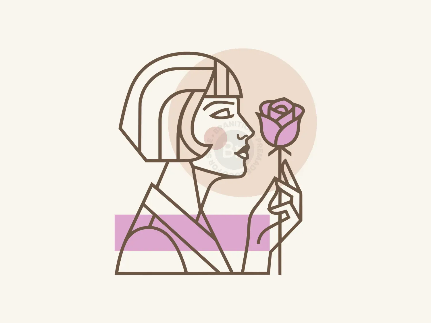 Beauty Woman And Rose Logo
