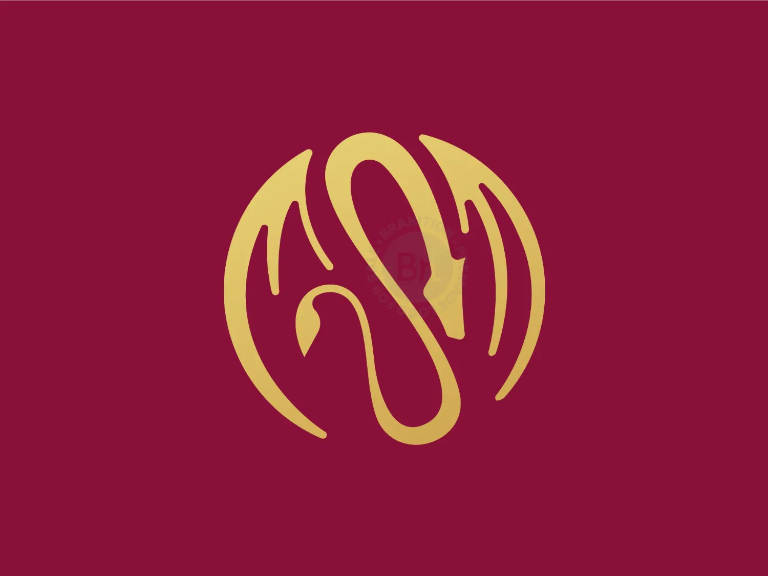 Golden Mythical Dragon Circular Logo
