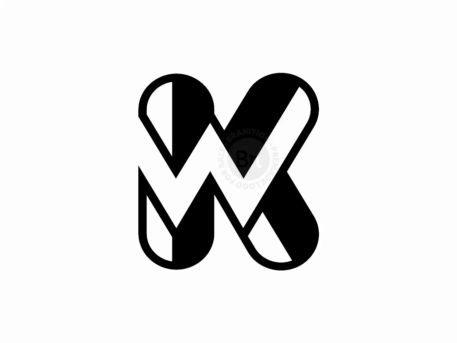 Letter KW Initial WK Negative Space Lettermark Logo