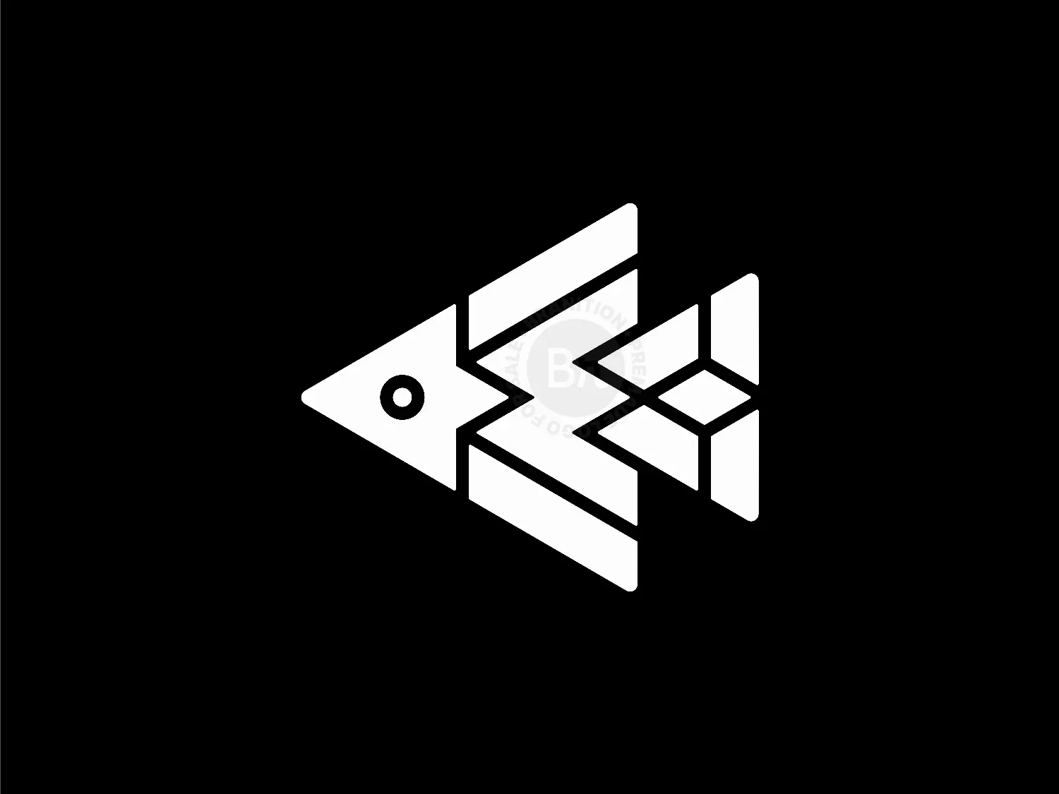 Letter M Fish Diamond Geometric Line Monogram Logo.