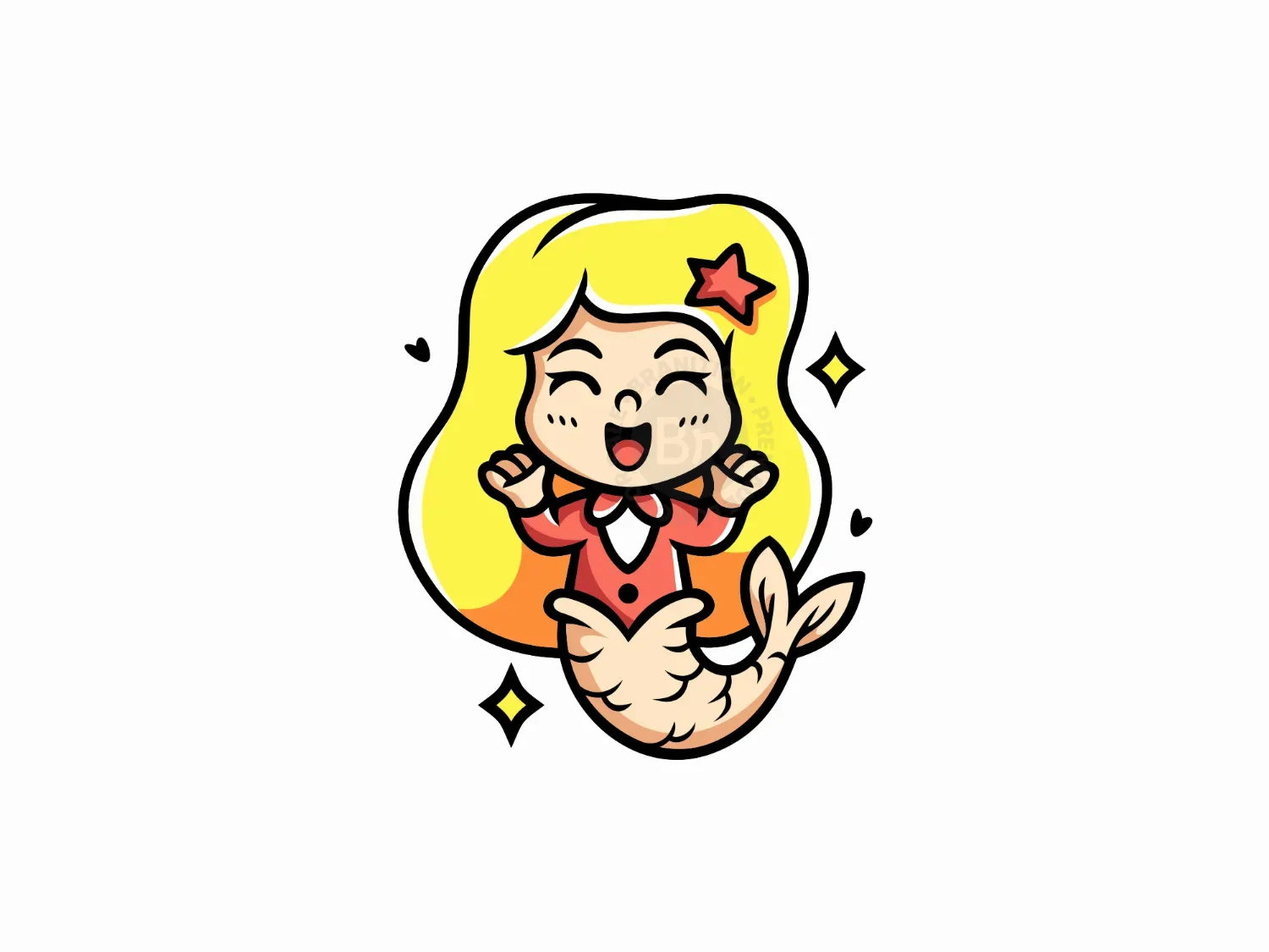 Cheerful Mermaid Cartoon Host Logo