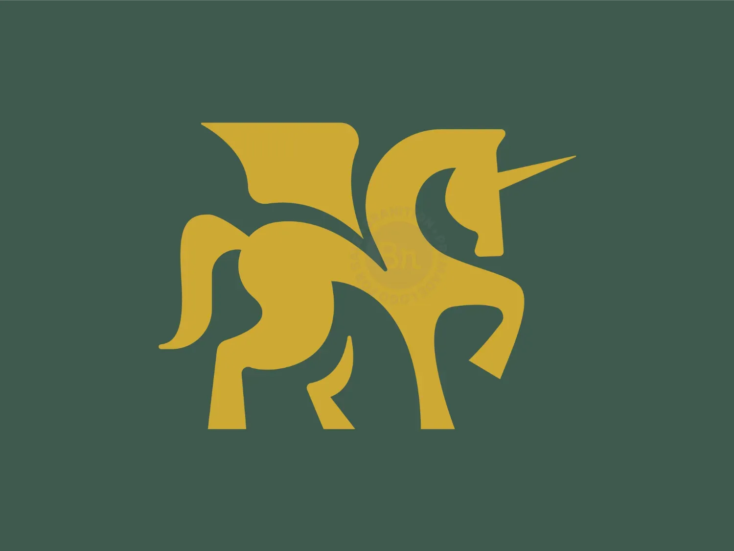 Majestic Pegasus Unicorn Crest Logo