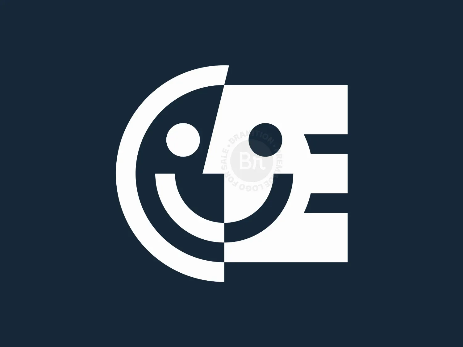 Letter E Two Face Logo