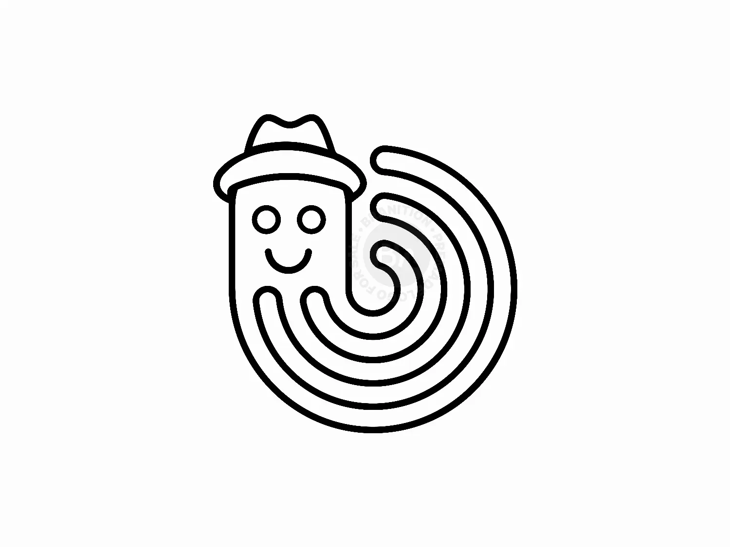 Squid Character Outline Logo