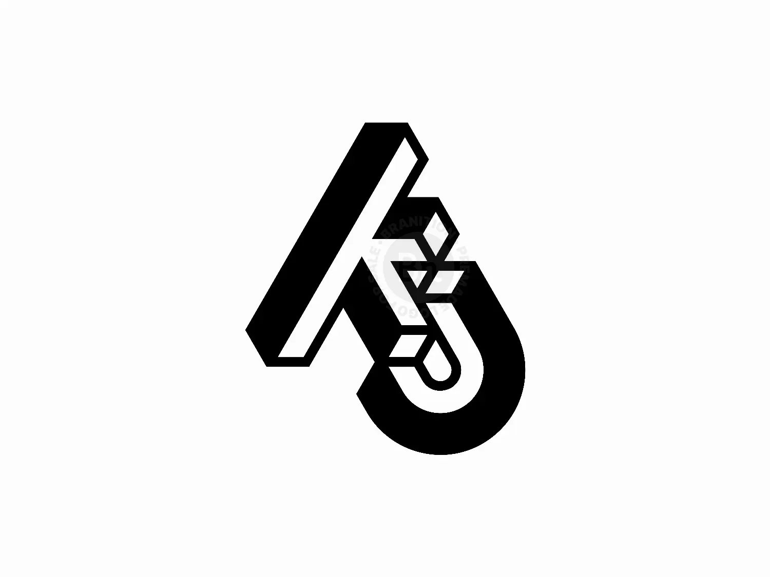 Letter KJ Initial JK Isometric Line Lettermark Logo