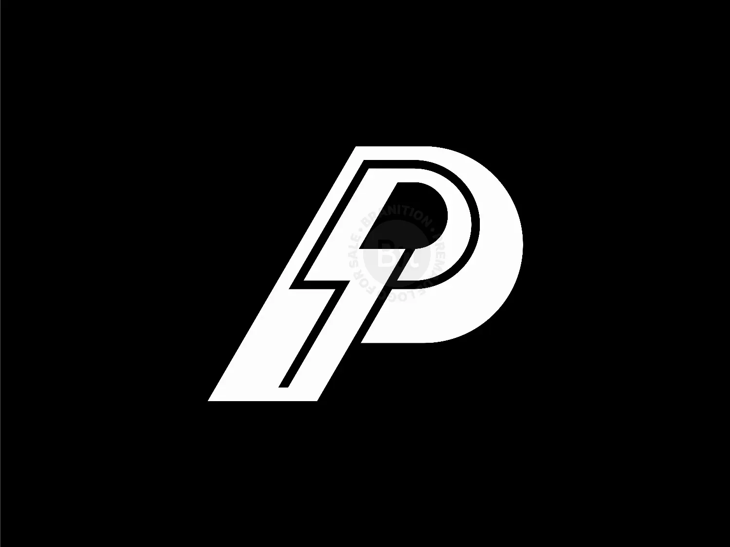 Letter P Or D Thunder Bolt Lightning Monogram Logo