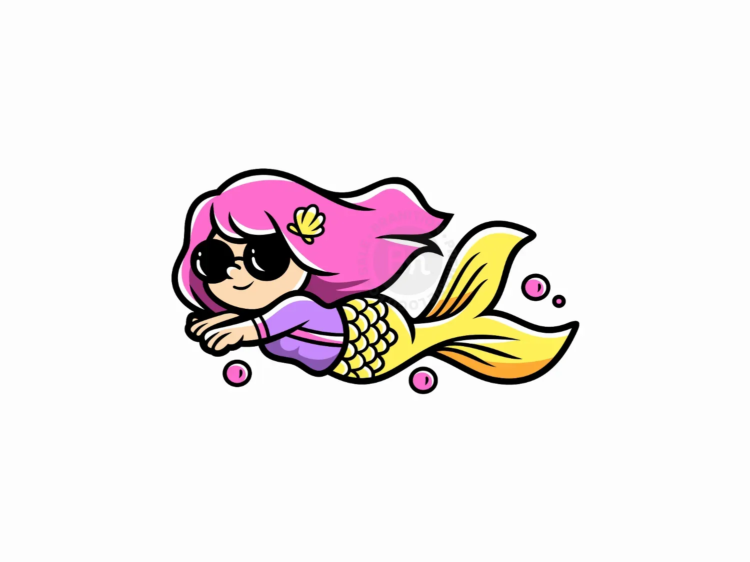 Chill Mermaid Mascot Cartoon Logo