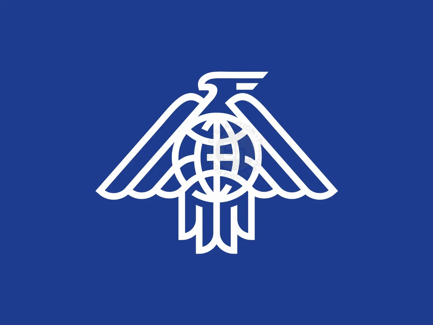 Eagle With Earth Monoline Logo