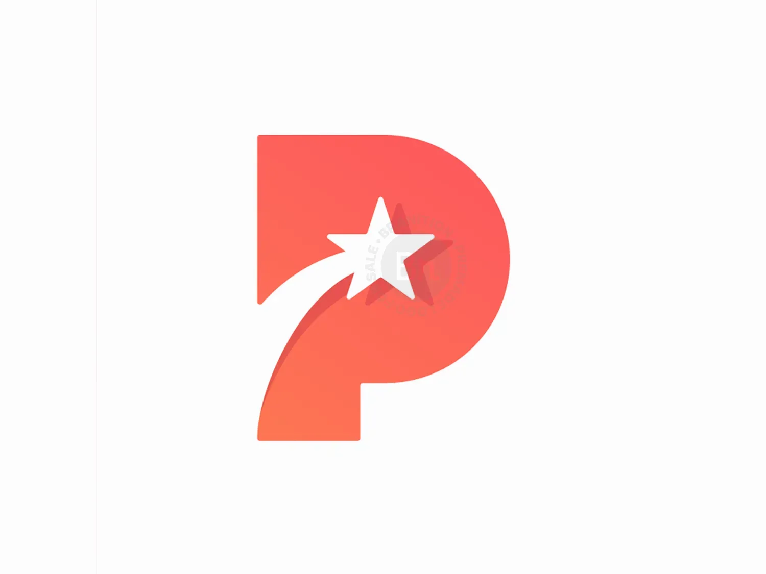 P + Star, Letter Mark Negative Space Logo Design Symbol Icon