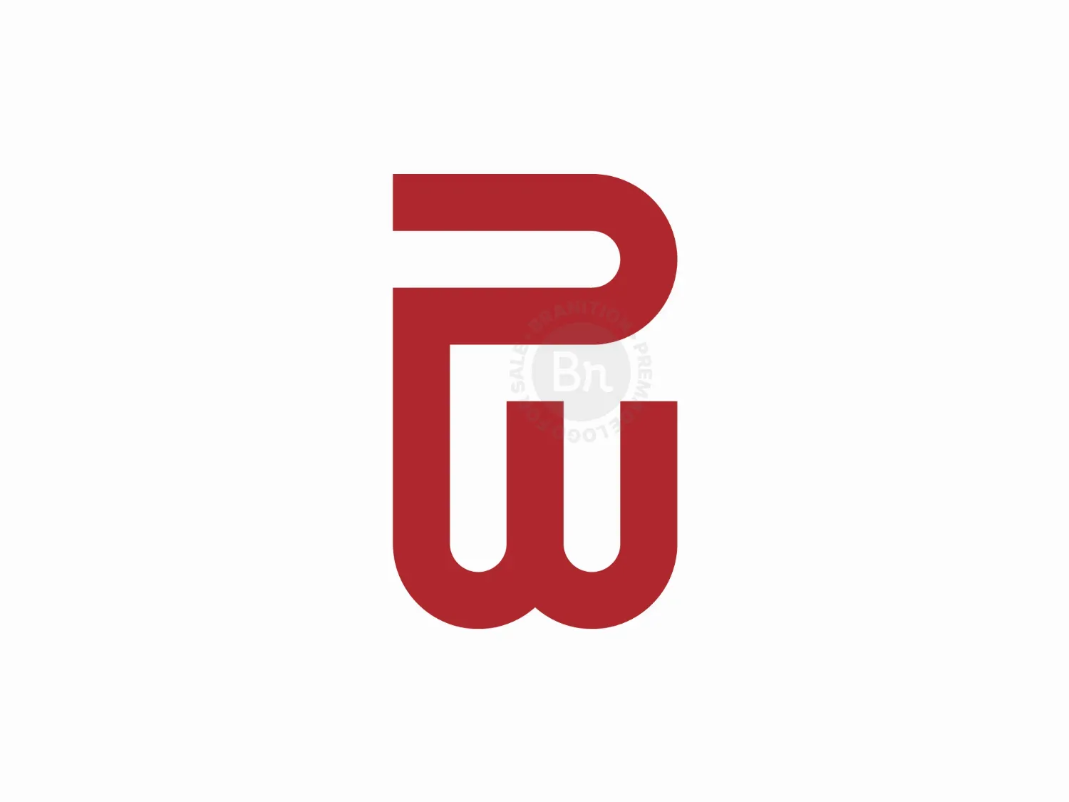 Wedding Monogram Design, PW Initials Logo – Elegant Quill