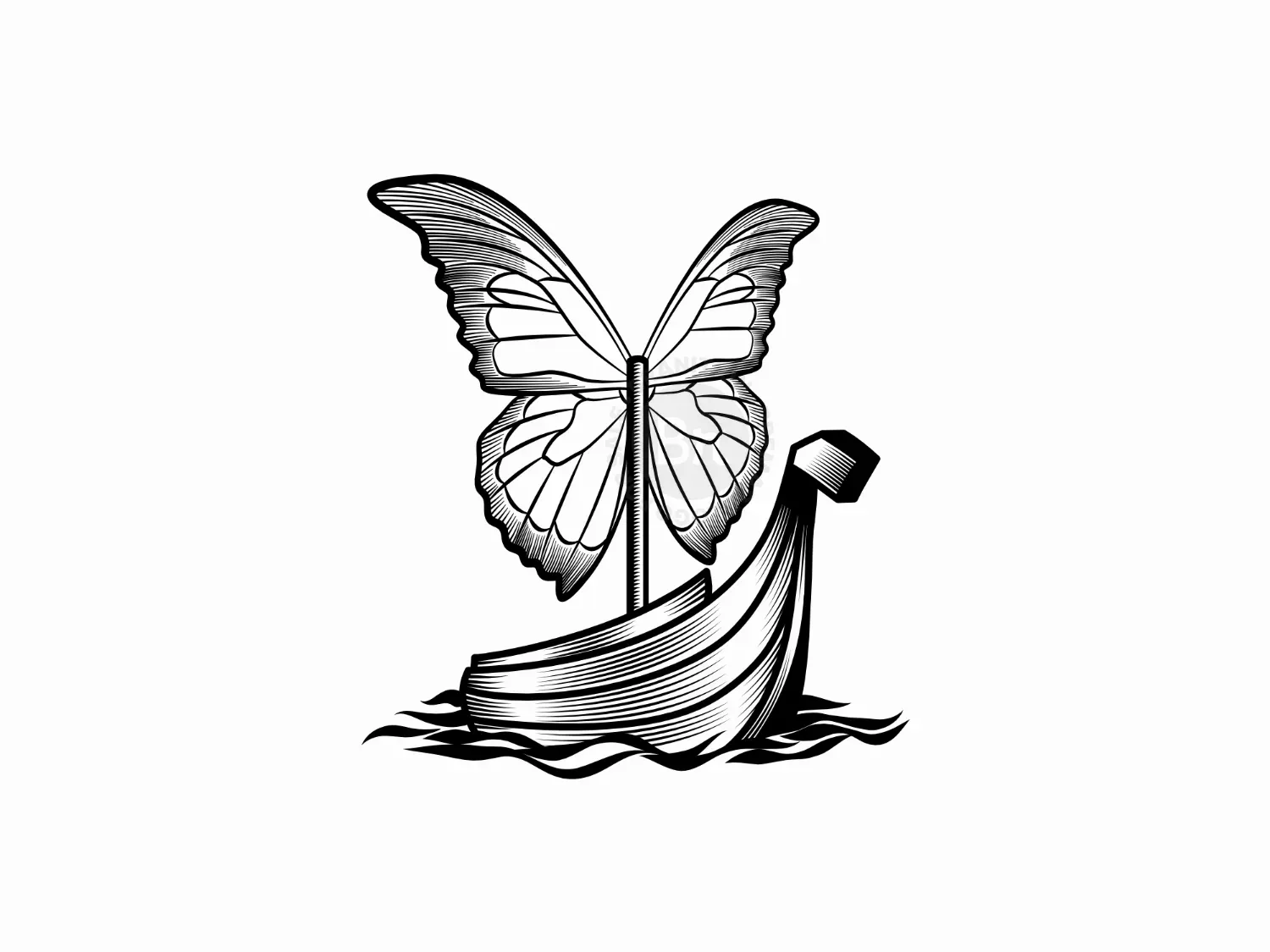 Butterfly Viking Ship Logo
