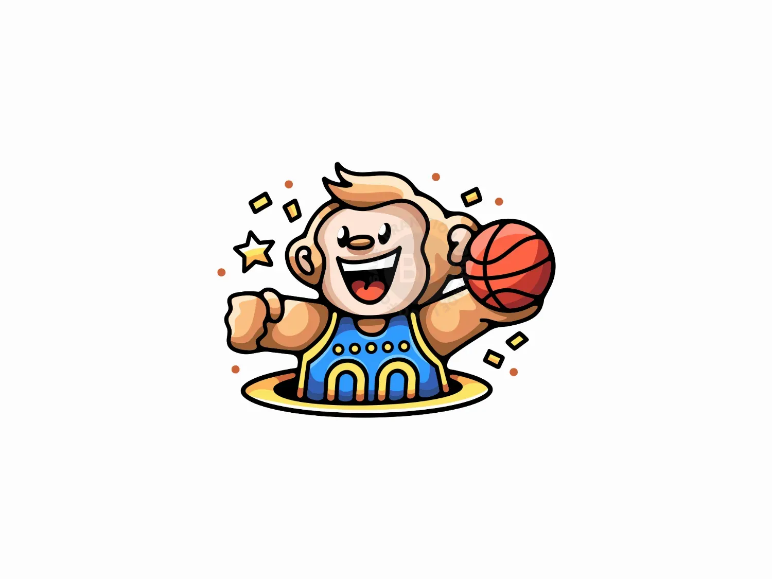 Monkey Basketball Sports Logo
