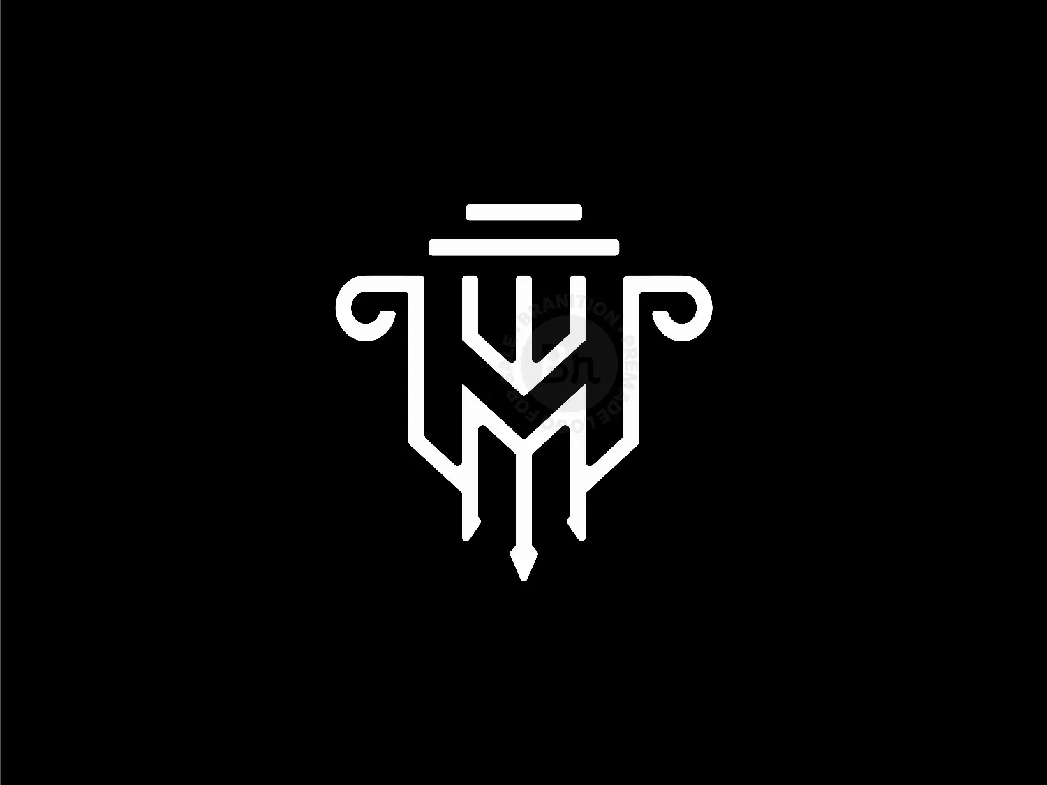 Letter M Pillar Trident Logo