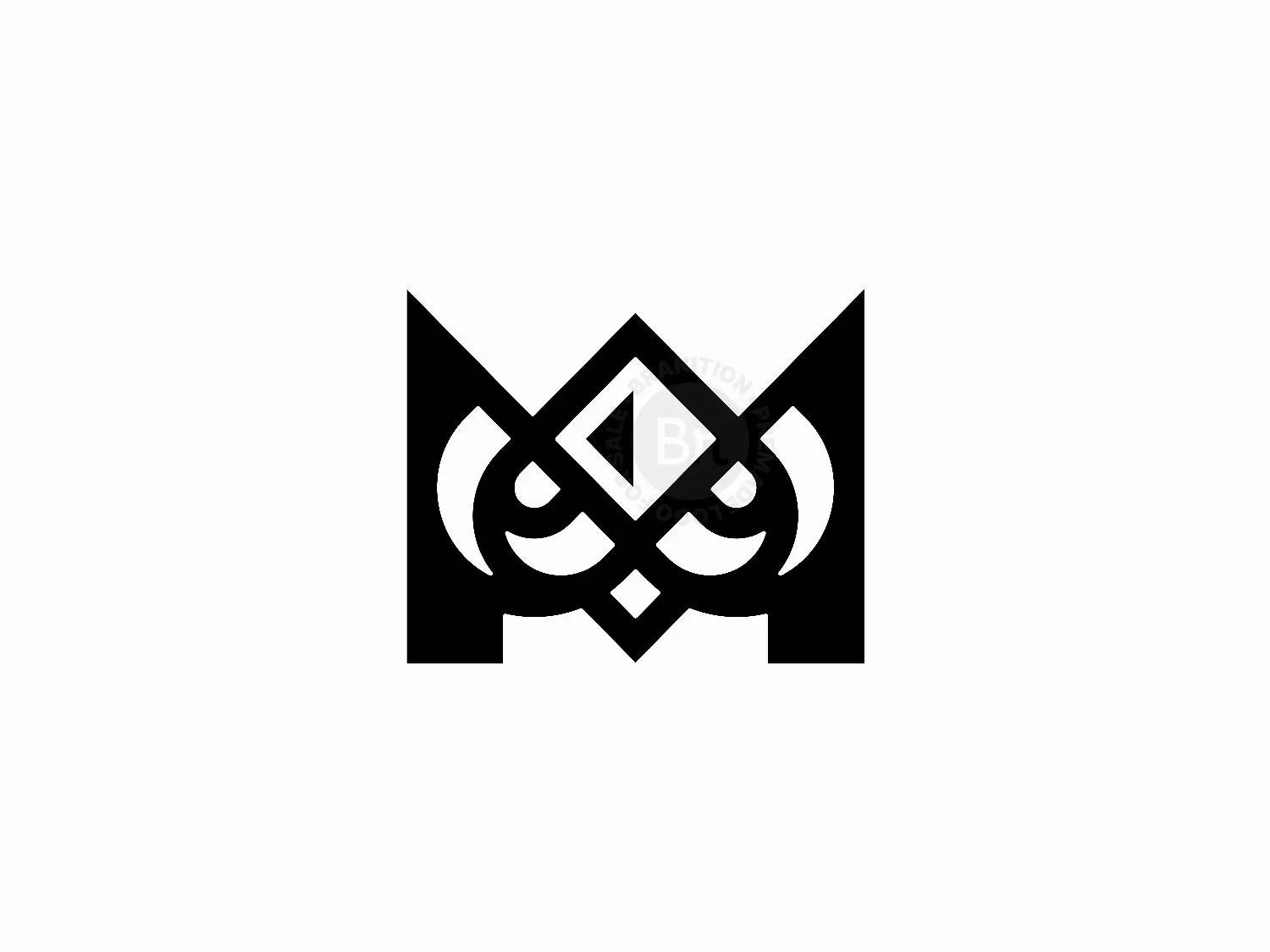 Initial M Owl Diamond Logo