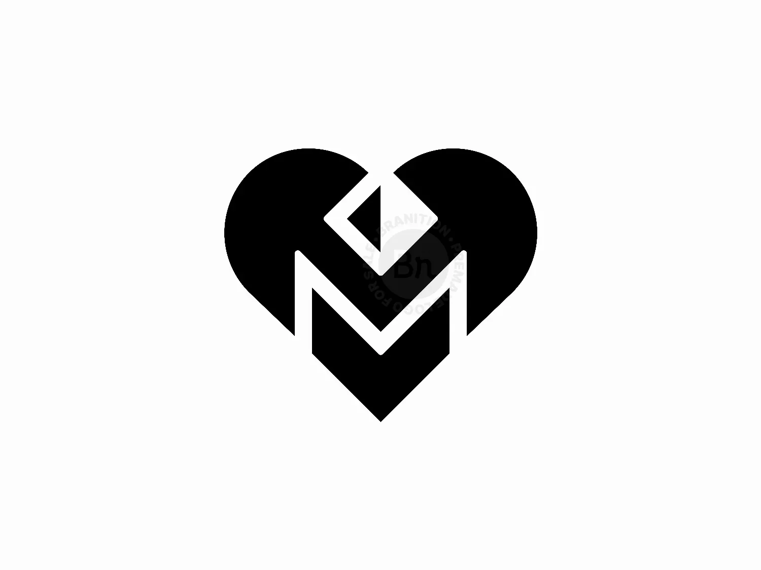 Letter M Love Diamond Logo