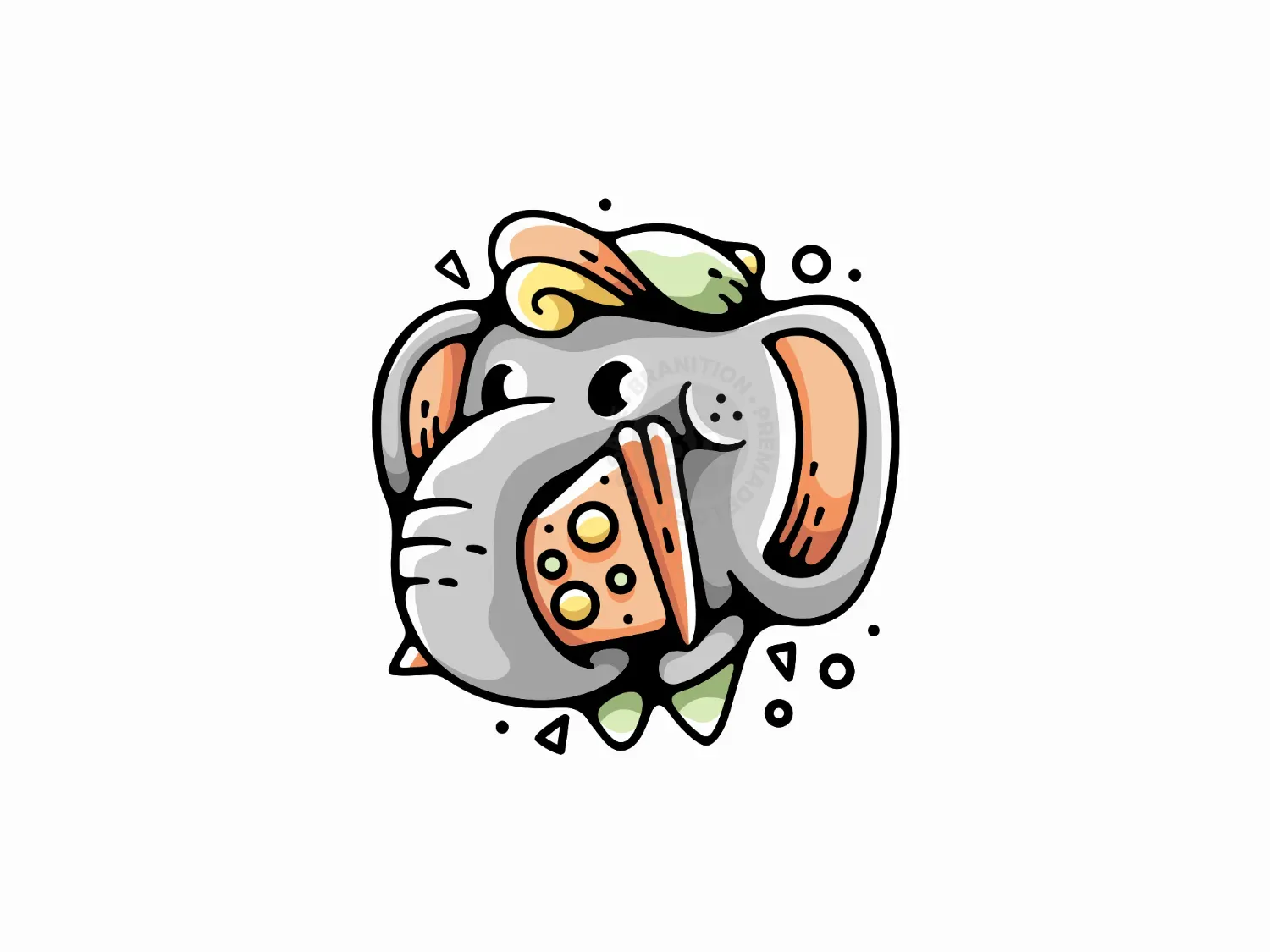 Elephant Pizza Mascot Logo