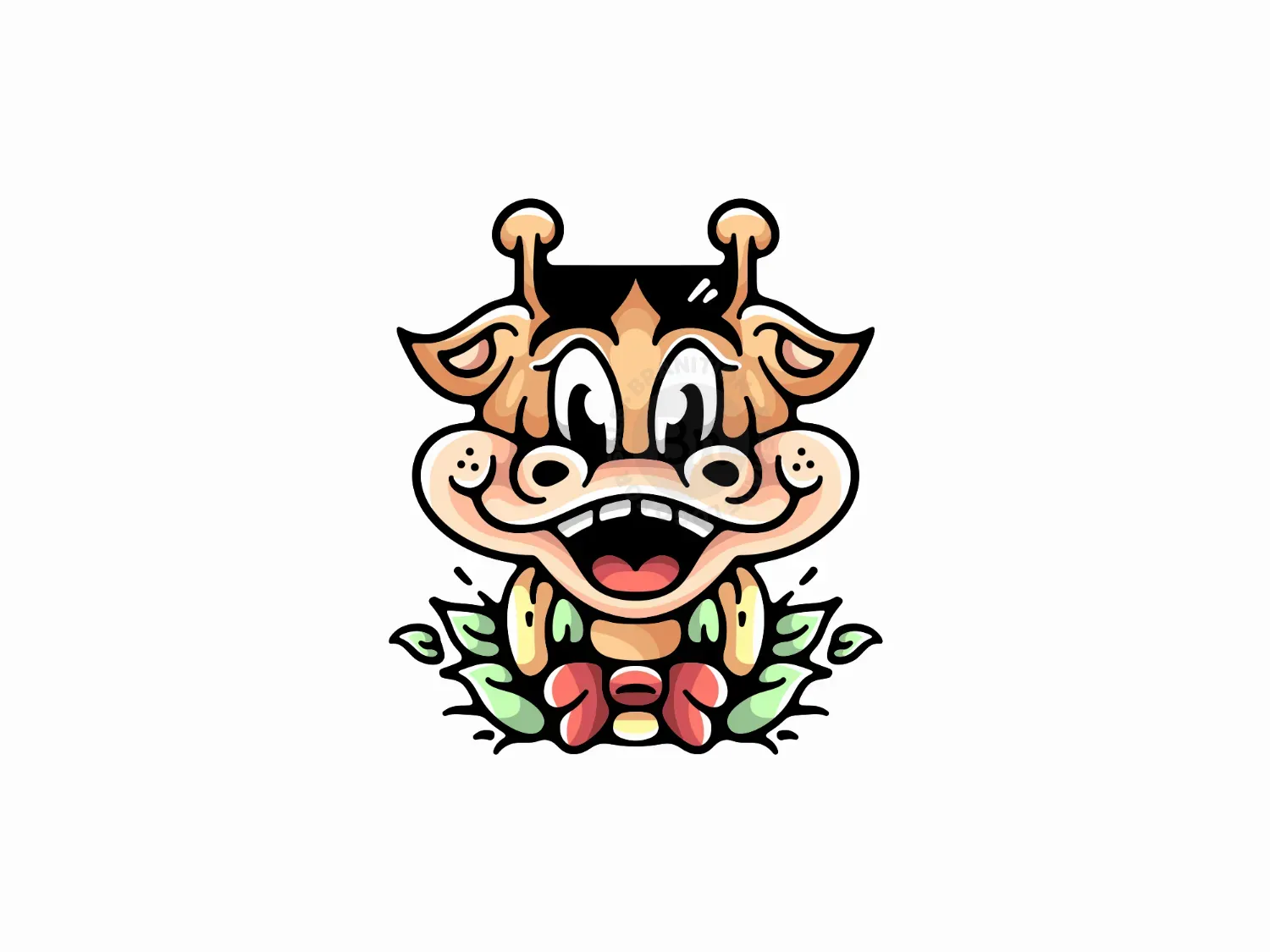 Giraffe Smiling Mascot Logo