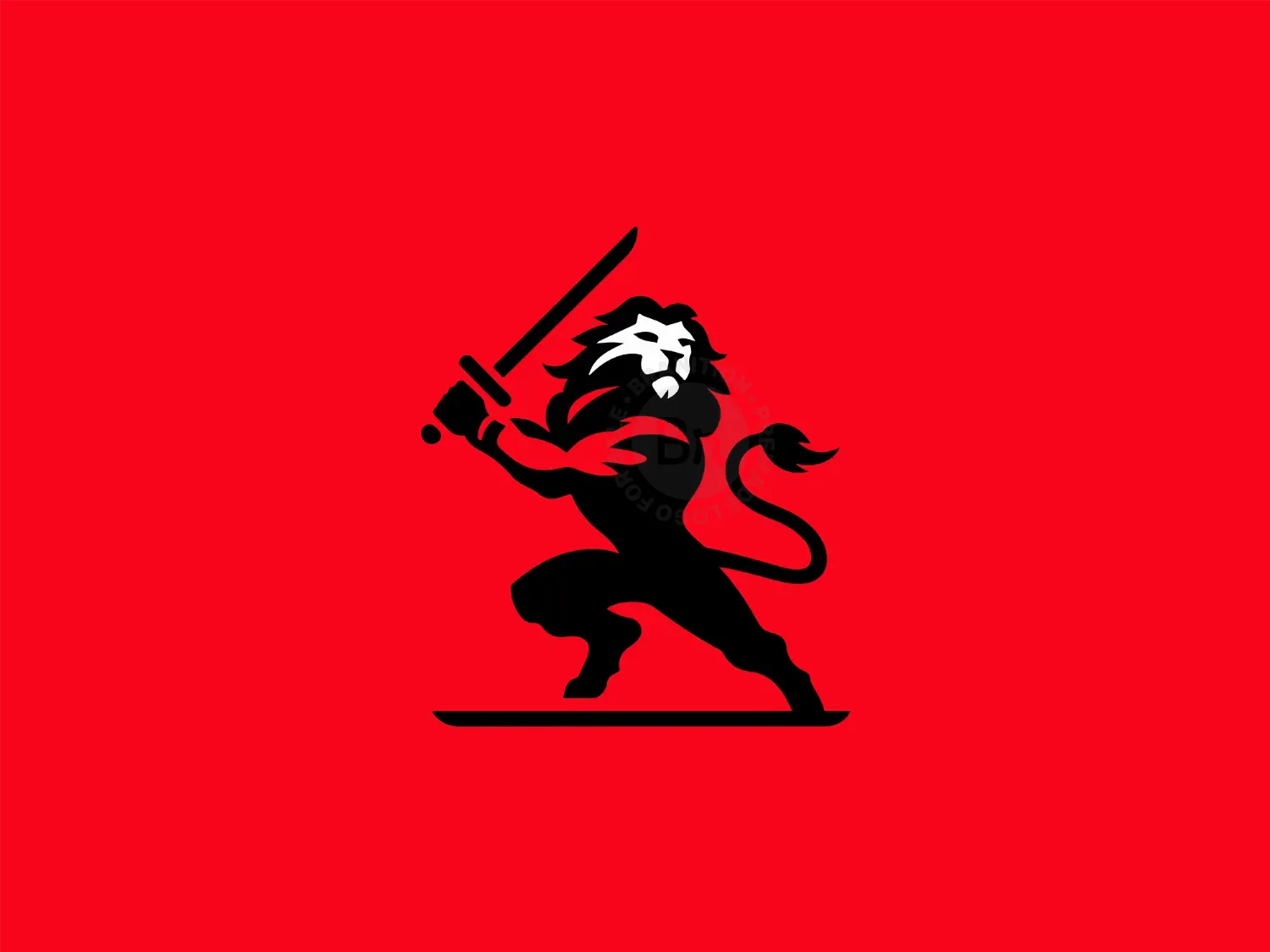 Lion Warrior With Sword Modern Logo