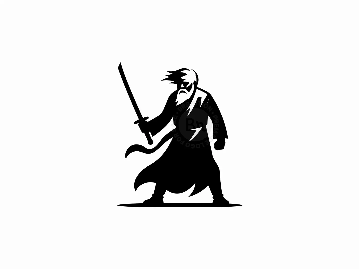 Modern Old Warrior With Sword Logo