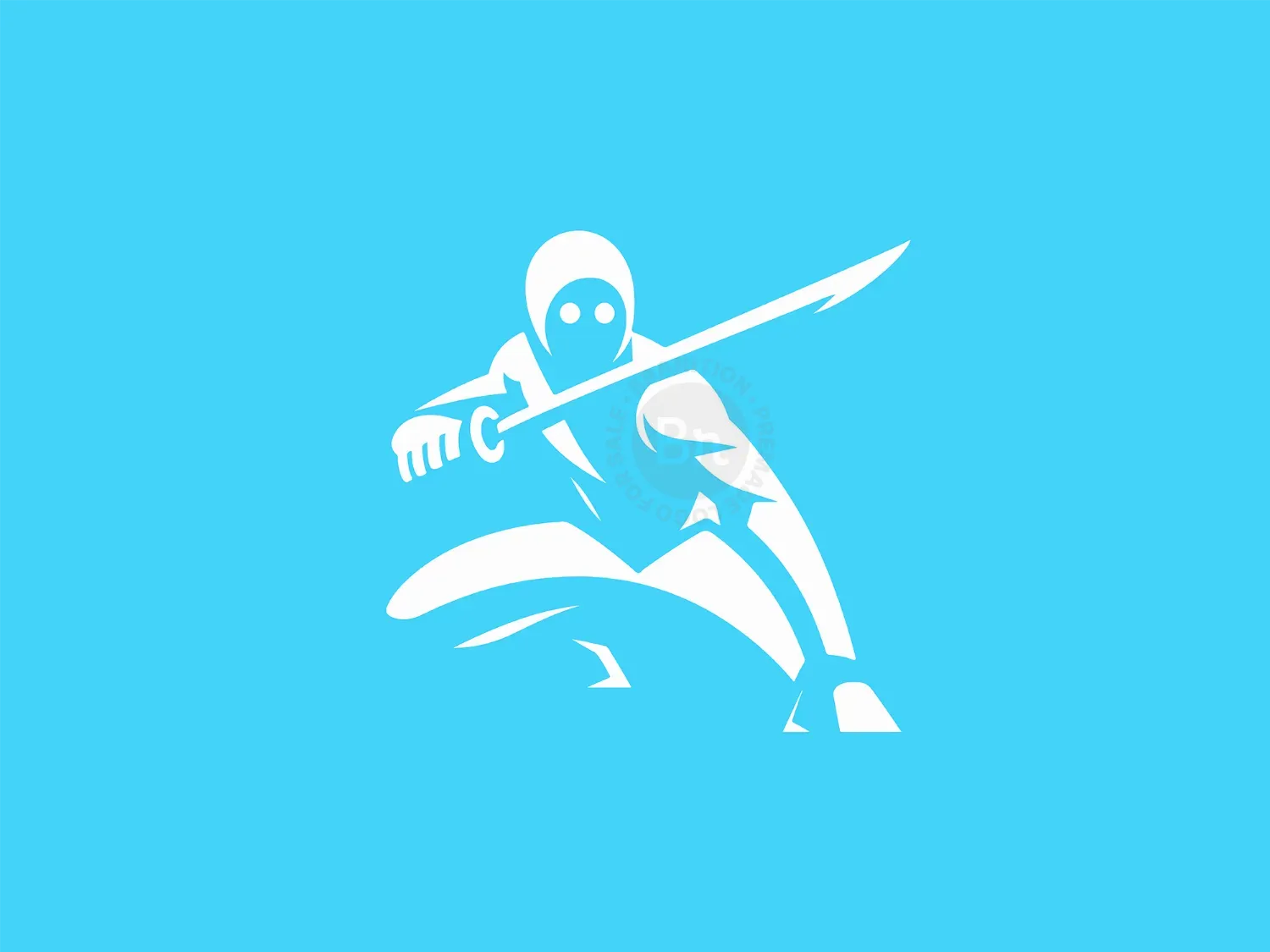 Modern Assassin Warrior With Sword Logo