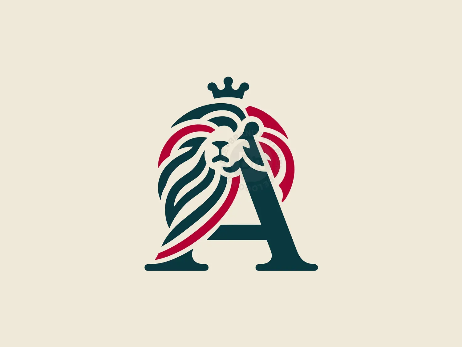 Modern Letter A Lion With Crown Logo