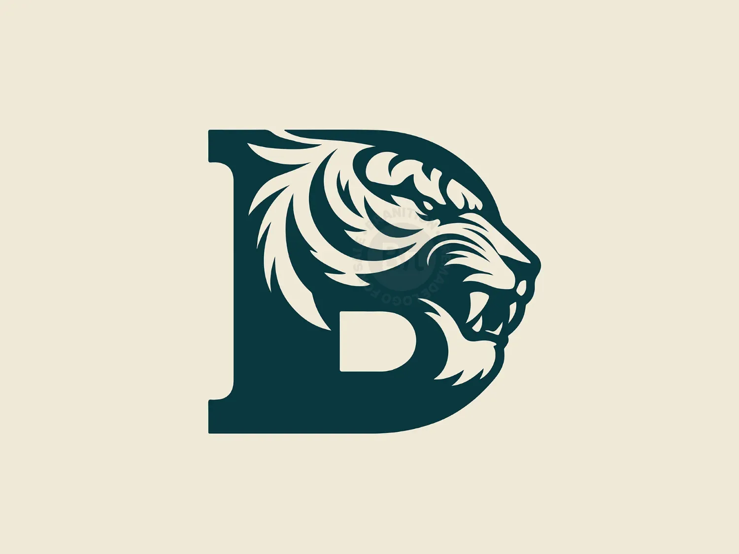 Modern Letter D With Tiger Head Logo