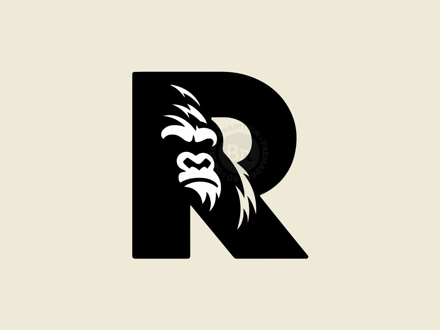 Modern Letter R With Gorilla Head Logo