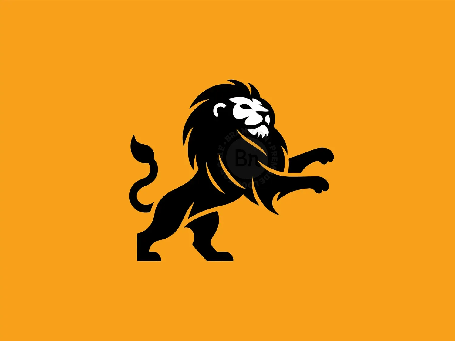 Cute Black And White Lion Logo